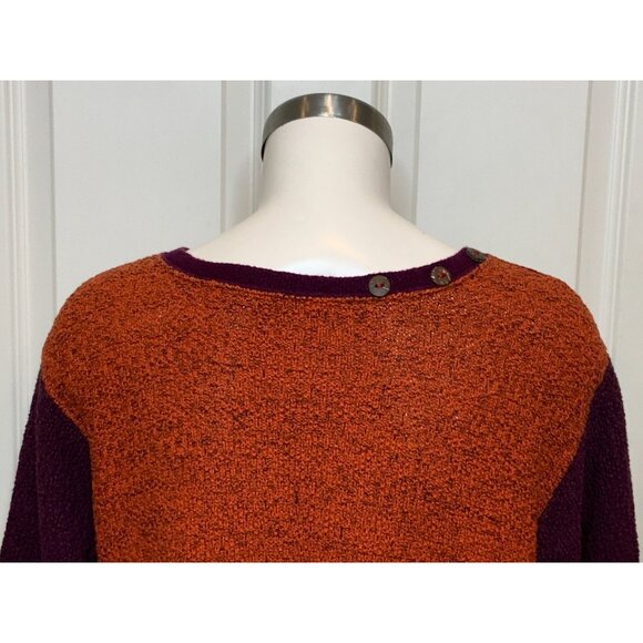 Margaret Winters Red, Orange, Purple Patchwork Wide Neck Knit Sweater Size Small - Picture 5 of 9